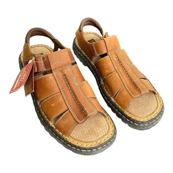 Skechers NEW Copper Leather Open Toe Slingback Fishermans Sandals Men’s 9 - Picture 1 of 7